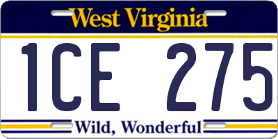 WV license plate 1CE275