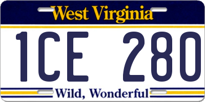 WV license plate 1CE280