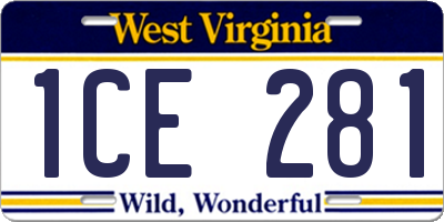 WV license plate 1CE281