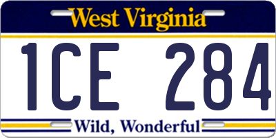 WV license plate 1CE284