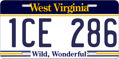 WV license plate 1CE286