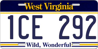 WV license plate 1CE292