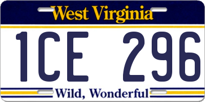 WV license plate 1CE296