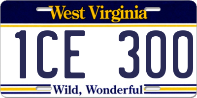 WV license plate 1CE300