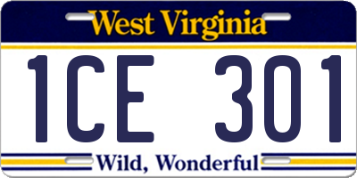 WV license plate 1CE301
