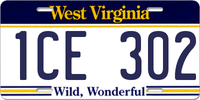 WV license plate 1CE302