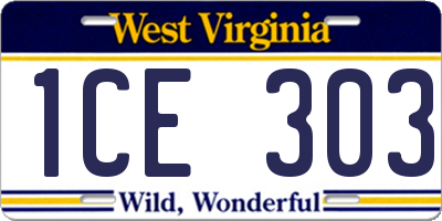 WV license plate 1CE303