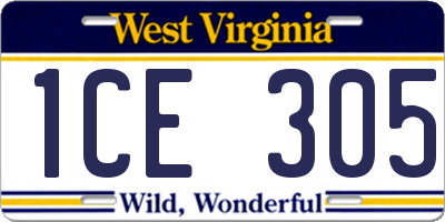 WV license plate 1CE305