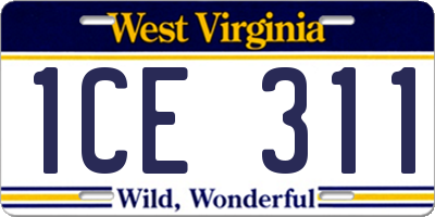 WV license plate 1CE311