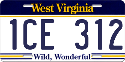 WV license plate 1CE312