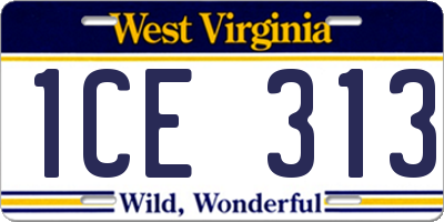 WV license plate 1CE313