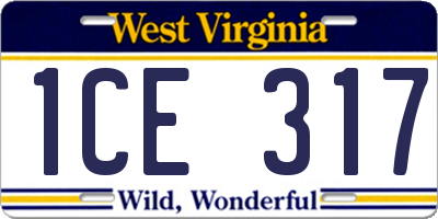 WV license plate 1CE317