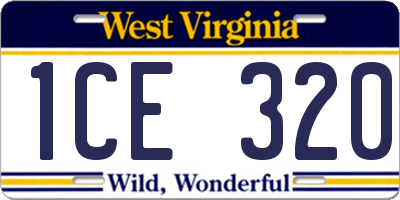 WV license plate 1CE320