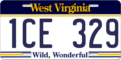 WV license plate 1CE329