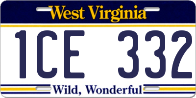 WV license plate 1CE332