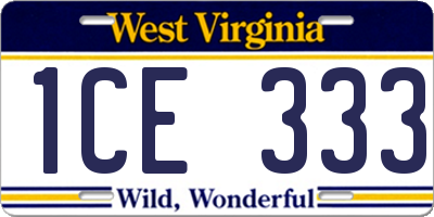 WV license plate 1CE333