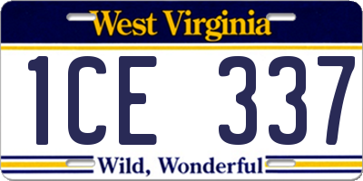 WV license plate 1CE337
