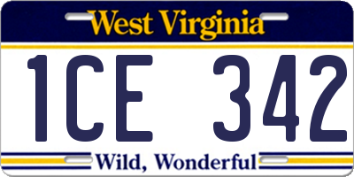 WV license plate 1CE342