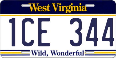 WV license plate 1CE344