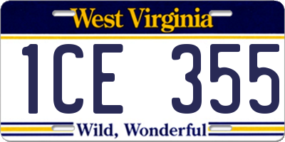 WV license plate 1CE355