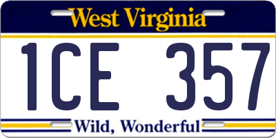 WV license plate 1CE357
