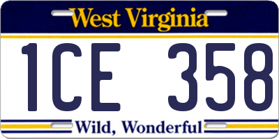 WV license plate 1CE358