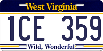 WV license plate 1CE359