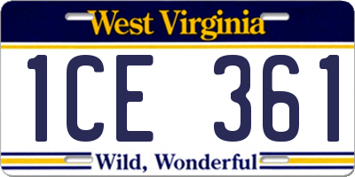 WV license plate 1CE361