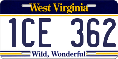 WV license plate 1CE362