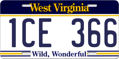 WV license plate 1CE366