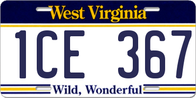 WV license plate 1CE367