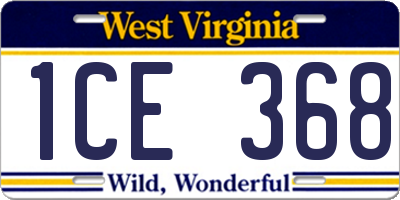 WV license plate 1CE368
