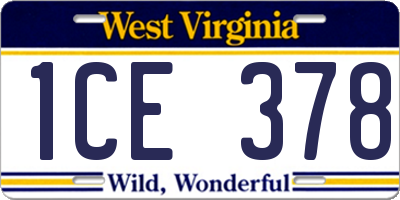 WV license plate 1CE378