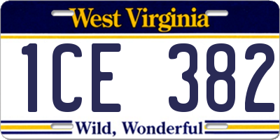 WV license plate 1CE382