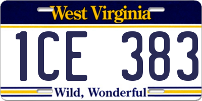 WV license plate 1CE383