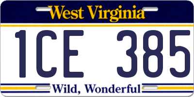 WV license plate 1CE385