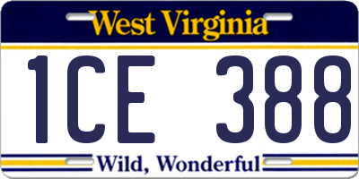 WV license plate 1CE388