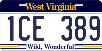 WV license plate 1CE389