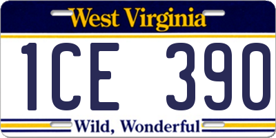 WV license plate 1CE390