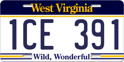 WV license plate 1CE391