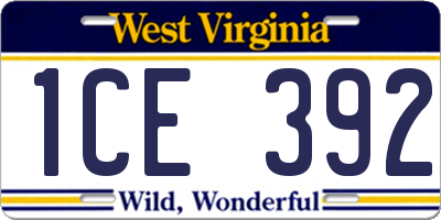 WV license plate 1CE392