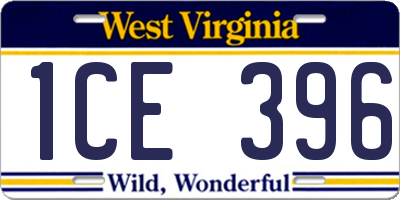 WV license plate 1CE396