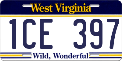 WV license plate 1CE397