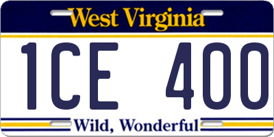 WV license plate 1CE400