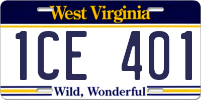 WV license plate 1CE401