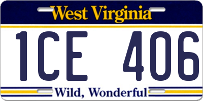 WV license plate 1CE406