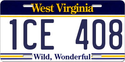 WV license plate 1CE408