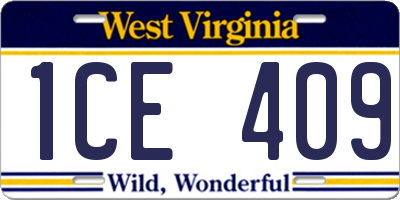 WV license plate 1CE409