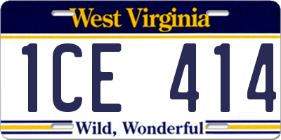 WV license plate 1CE414