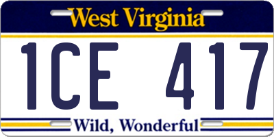 WV license plate 1CE417